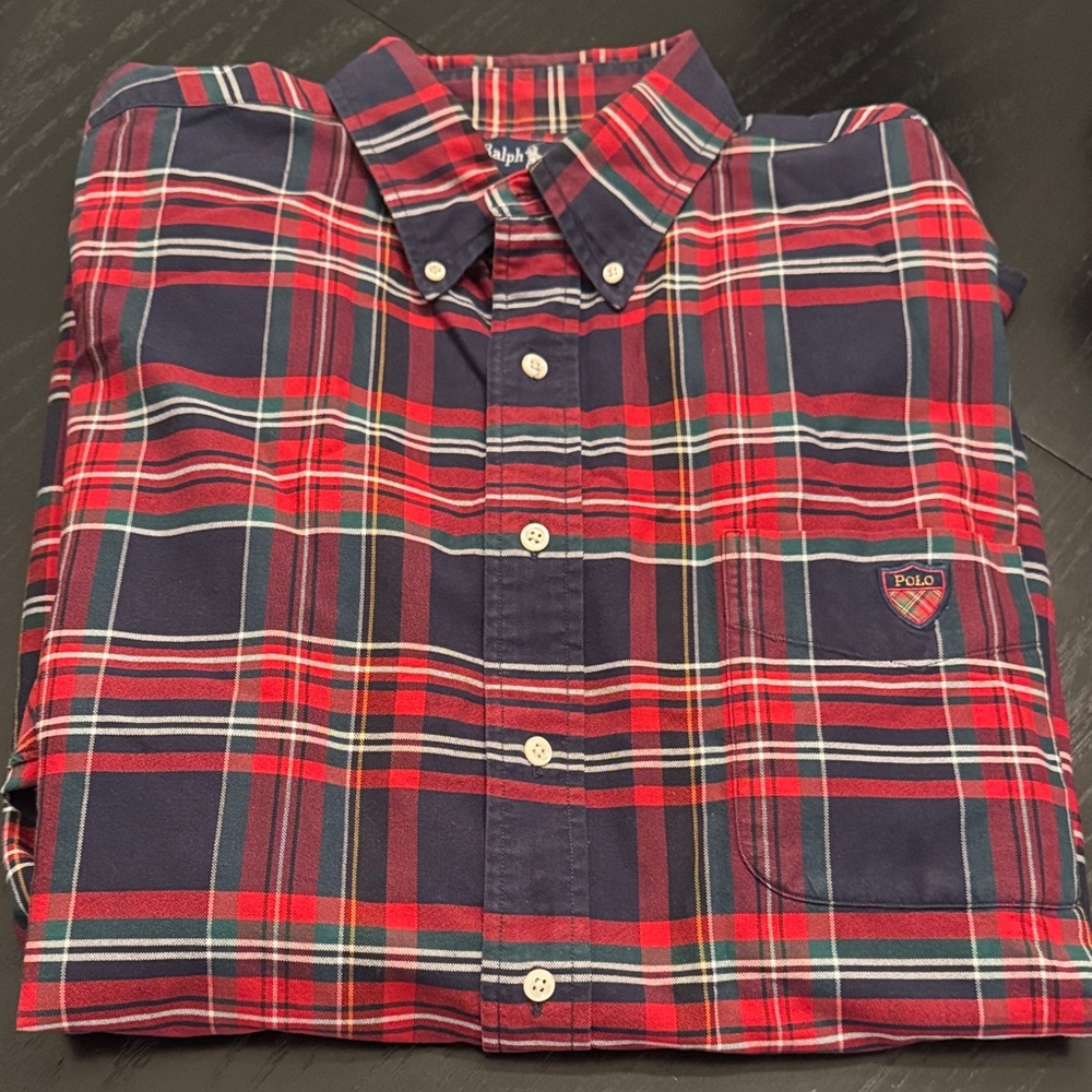 Polo by Ralph Lauren Men's Classic Red and Blue Plaid Shirt size L